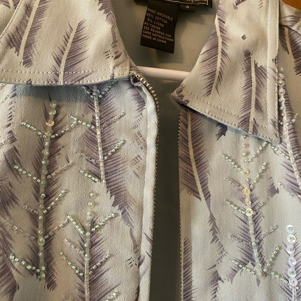 Y2K Jacket Beaded Sequins Embellished Stretch Pistachio Green - Picture 2 of 5